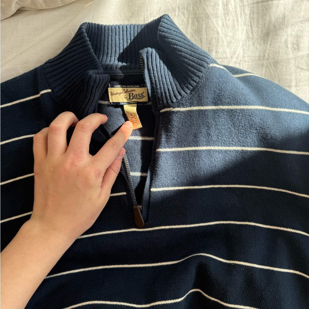 vintage navy quarter zip sweater L - Picture 4 of 14